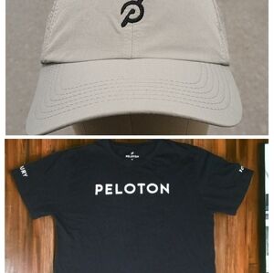 Peloton Set Work Out Shirt Size XL And Peloton Khaki Colored Cap Bundle